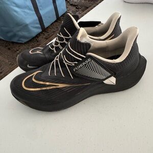 Nike Black and Gold FlyEase Running Sneakers